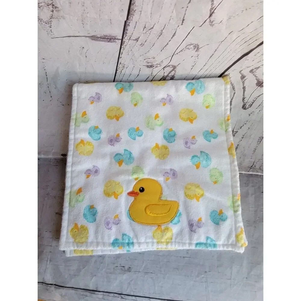 2 Handmade Burp Cloths Duckies And Elephant Flannel Material 17in Long
